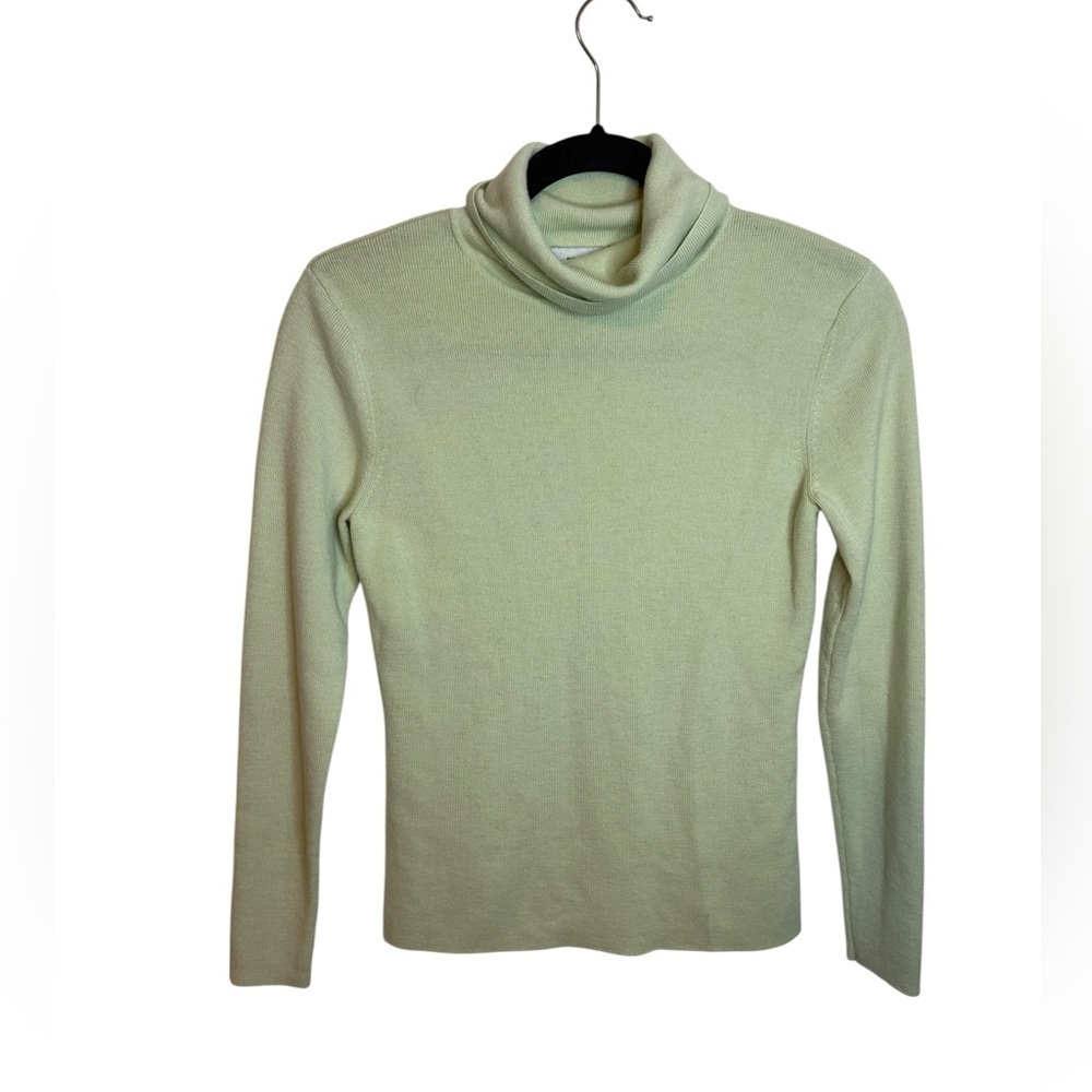 Loft Vintage Key Lime Green Merino Wool Turtleneck Sweater
